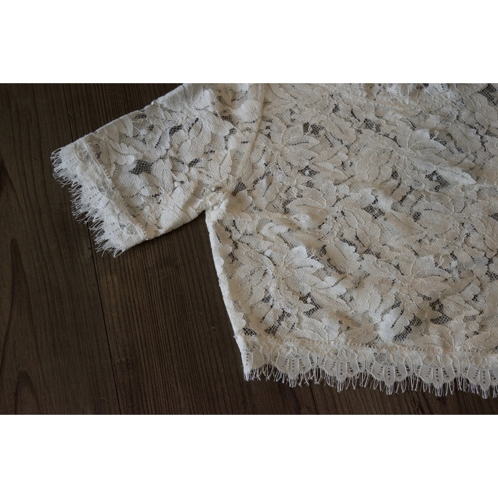White Lace Crop Top #430-W - Picture 3 of 3